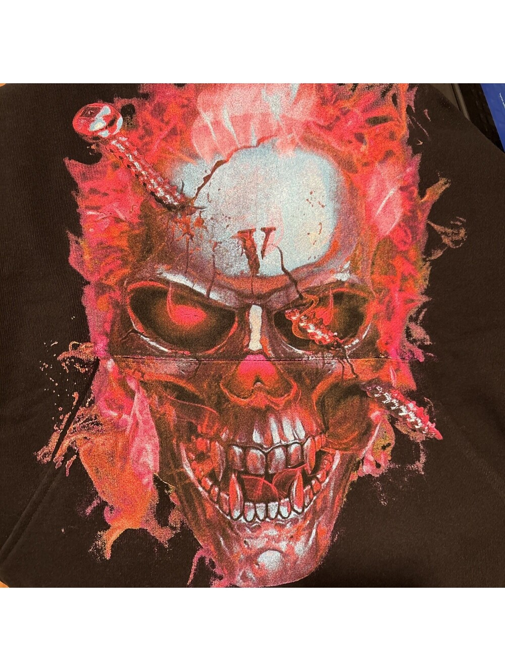 New VLone Hoodie Red Skull Front V Logo On Back Authentic